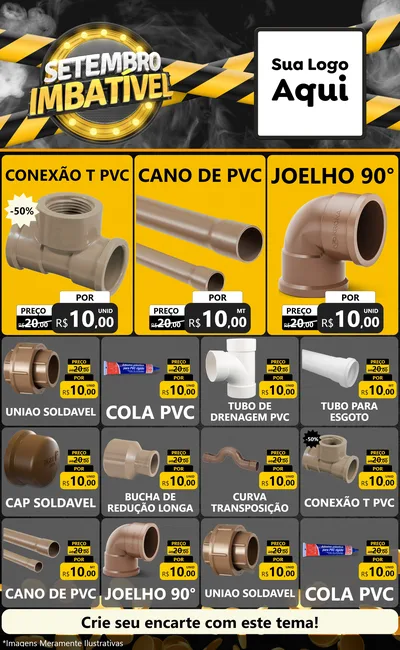 Modelo de Encarte para Encarte Grande com o tema Setembro Imbatível para Tubos e conexões