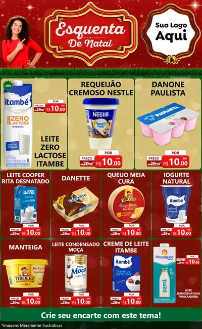 Modelo de Encarte para Encarte Grande com o tema Esquenta de Natal para Frios e Laticínios