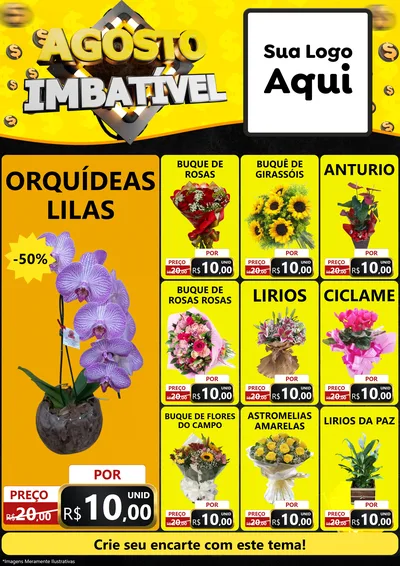 Modelo de Encarte para Encarte A4 Vertical com o tema Agosto Imbatível para Floricultura e jardim