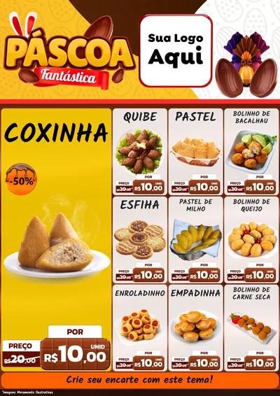 Modelo de Encarte para Encarte A4 Vertical com o tema Páscoa Fantástica para Salgadaria