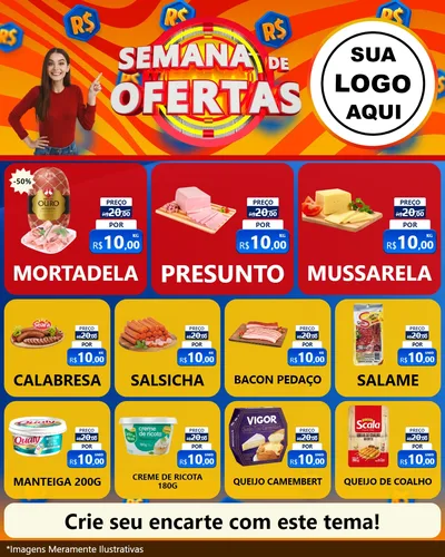 Modelo de Rede Social para Feed Instagram com o tema Semana de Ofertas para Frios e Laticínios