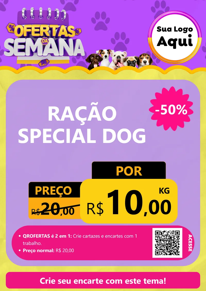 Modelo de Cartaz para Cartaz A4 Vertical com o tema Ofertas da Semana - Pet para Pet Shop