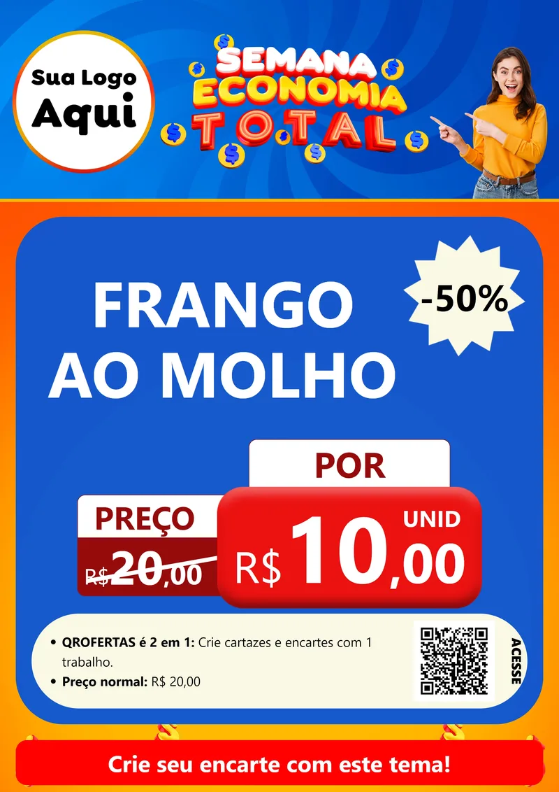 Modelo de Cartaz para Cartaz A4 Vertical com o tema Semana Economia Total para Restaurante
