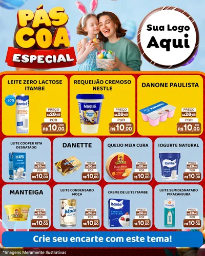Modelo de Rede Social para Feed Instagram com o tema Páscoa Especial para Frios e Laticínios