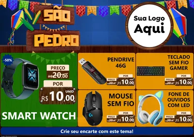 Modelo de Encarte para Encarte A4 Horizontal com o tema São Pedro para Informática