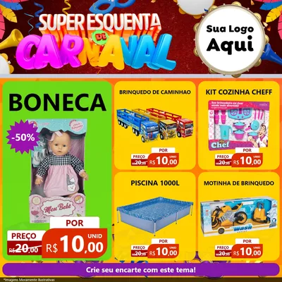 Modelo de Rede Social para Feed Facebook com o tema Super Esquenta de Carnaval para Brinquedos