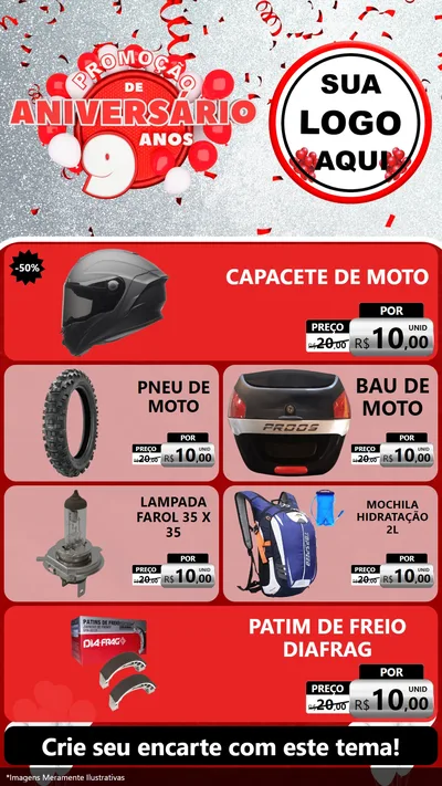 Modelo de TV para TV Vertical com o tema Promoção de Aniversário - 9 Anos para Moto peças