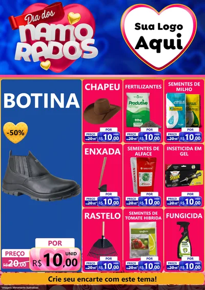Modelo de Encarte para Encarte A4 Vertical com o tema Dia dos namorados para Agropecuária