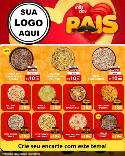 Modelo de Rede Social para Feed Instagram com o tema Mês Dos Pais para Pizzaria