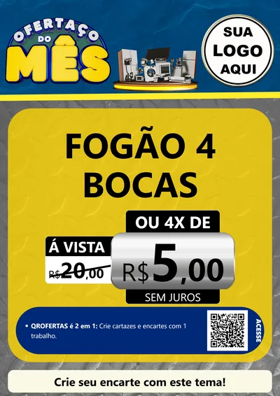 Modelo de Cartaz para Cartaz A4 Vertical com o tema Ofertaço do Mês - Móveis e Eletro para Móveis e Eletro