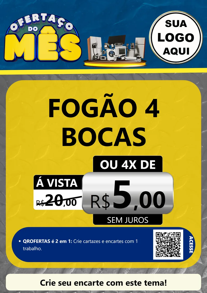 Modelo de Cartaz para Cartaz A4 Vertical com o tema Ofertaço do Mês - Móveis e Eletro para Móveis e Eletro