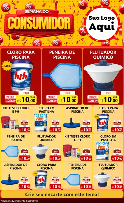 Modelo de Encarte para Encarte Grande com o tema Semana do Consumidor para Produtos para Piscina