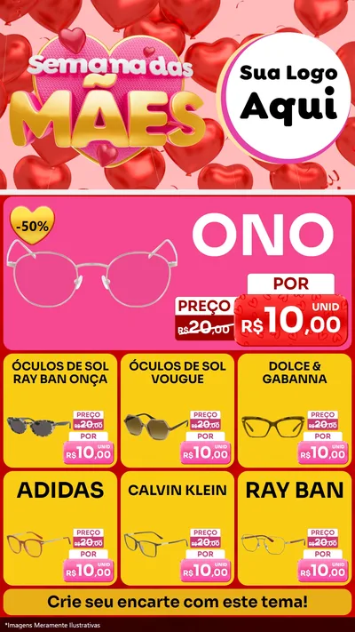 Modelo de Rede Social para Stories com o tema Semana Das Mães para Óticas