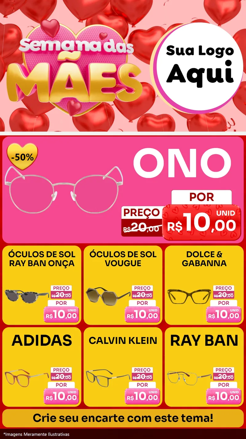 Modelo de Rede Social para Stories com o tema Semana Das Mães para Óticas