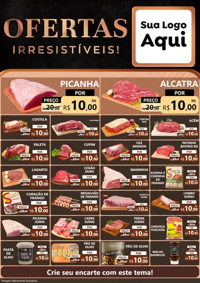 Modelo de Encarte para Encarte A4 Vertical com o tema Ofertas Irresistíveis! para Açougue