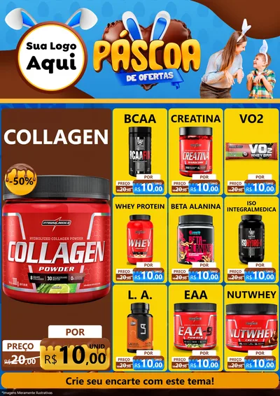 Modelo de Encarte para Encarte A4 Vertical com o tema Páscoa de Ofertas para Suplementos alimentares