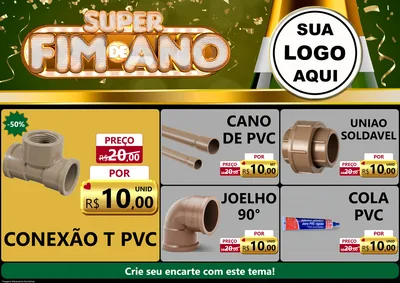 Modelo de Encarte para Encarte A4 Horizontal com o tema Super Fim de Ano para Tubos e conexões