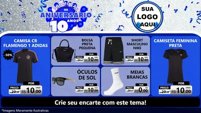 Modelo de TV para TV Horizontal com o tema Promoção de Aniversário - 10 Anos para Roupas e acessórios