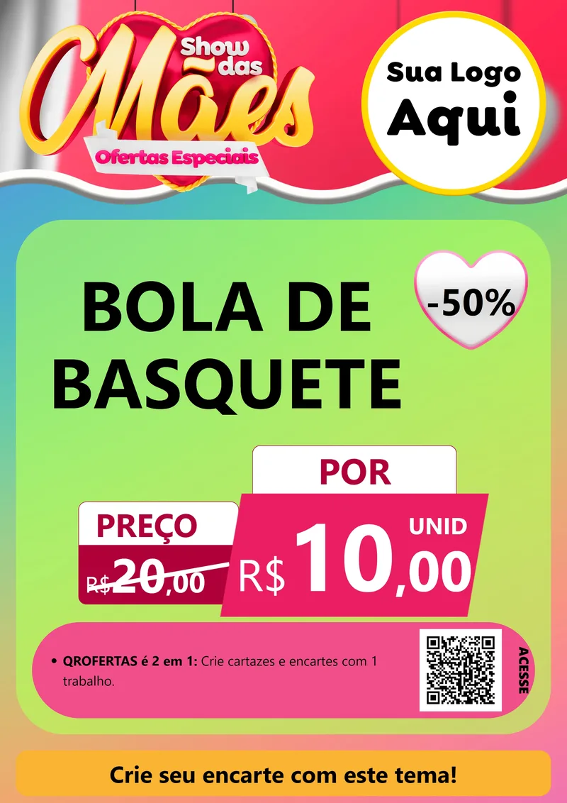 Modelo de Cartaz para Cartaz A4 Vertical com o tema Show das Mães - Ofertas Especiais para Artigos Esportivos