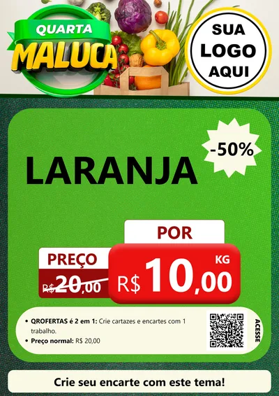 Modelo de Cartaz para Cartaz A4 Vertical com o tema Quarta Maluca - Hortifrúti para Hortifrúti