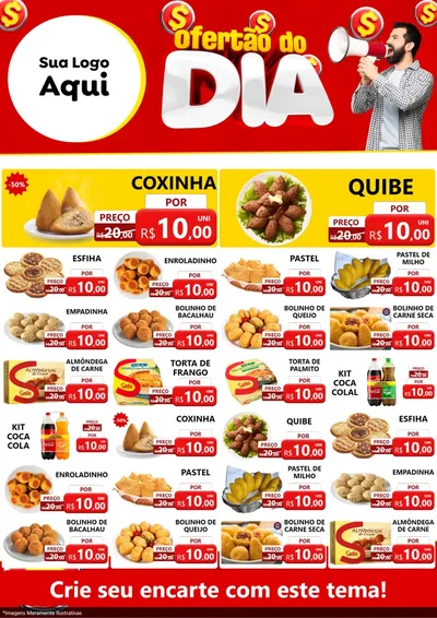 Modelo de Encarte para Encarte A4 Vertical com o tema Ofertão do dia para Salgadaria