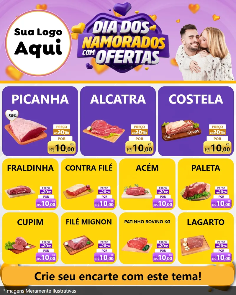 Modelo de Rede Social para Feed Instagram com o tema Dia Dos Namorados Com Ofertas para Açougue