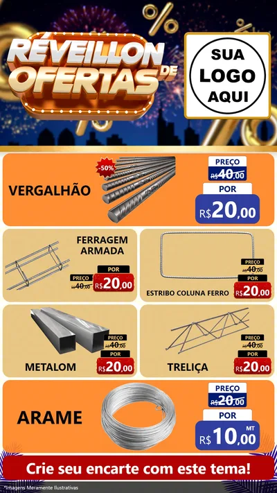 Modelo de TV para TV Vertical com o tema Réveillon de Ofertas para Ferragens
