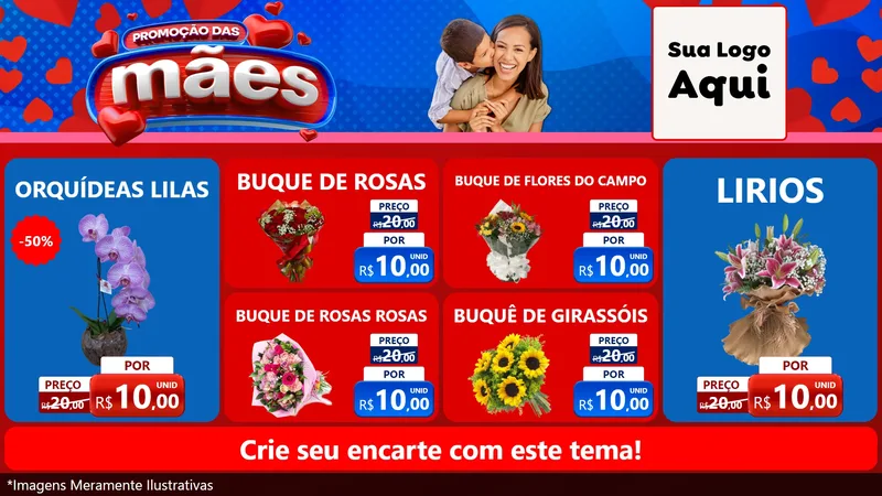Modelo de TV para TV Horizontal com o tema Promoção das Mães para Floricultura e jardim
