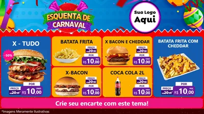 Modelo de TV para TV Horizontal com o tema Esquenta de Carnaval para Hamburgueria