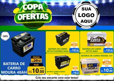 Modelo de Encarte para Encarte A4 Horizontal com o tema Copa de Ofertas para Baterias Elétricas