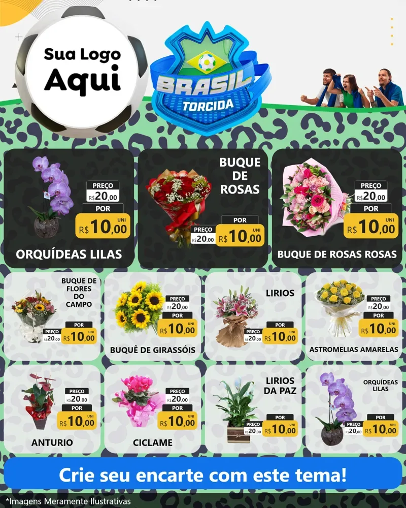 Modelo de Rede Social para Feed Instagram com o tema Brasil Torcida - Copa para Floricultura e jardim