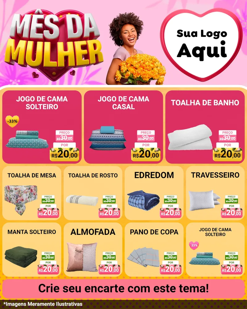 Modelo de Rede Social para Feed Instagram com o tema Mês da Mulher para Cama, Mesa e Banho