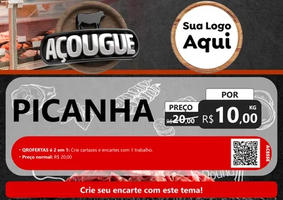 Modelo de Cartaz para Cartaz A4 Horizontal com o tema Açougue para Açougue