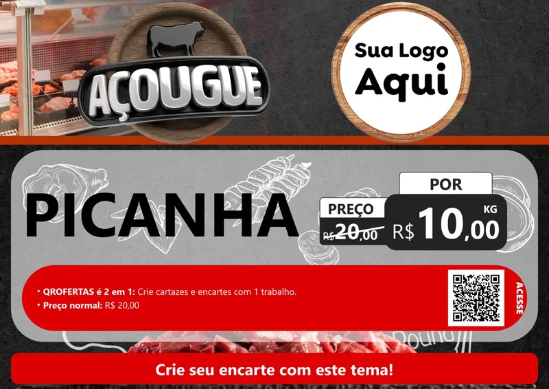 Modelo de Cartaz para Cartaz A4 Horizontal com o tema Açougue para Açougue
