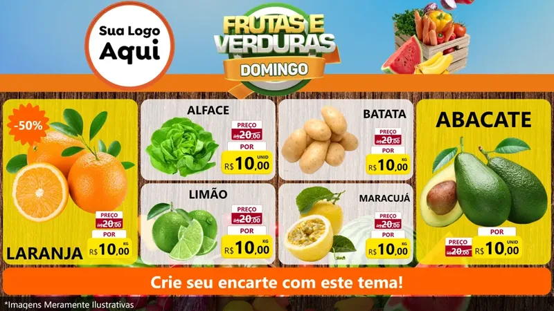 Modelo de TV para TV Horizontal com o tema Frutas e Verduras Domingo para Hortifrúti