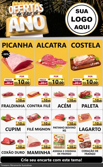 Modelo de Encarte para Encarte Grande com o tema Ofertas de Fim de Ano para Açougue