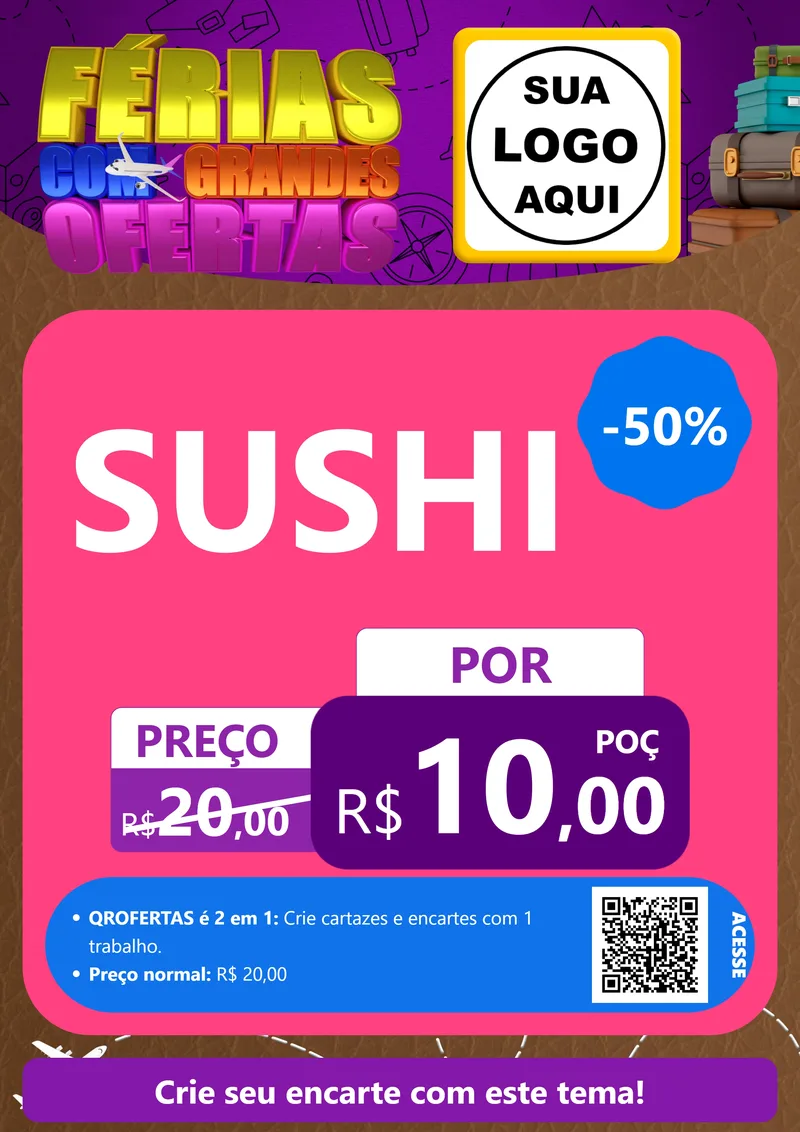 Modelo de Cartaz para Cartaz A4 Vertical com o tema Férias com Grandes Ofertas para Comida japonesa