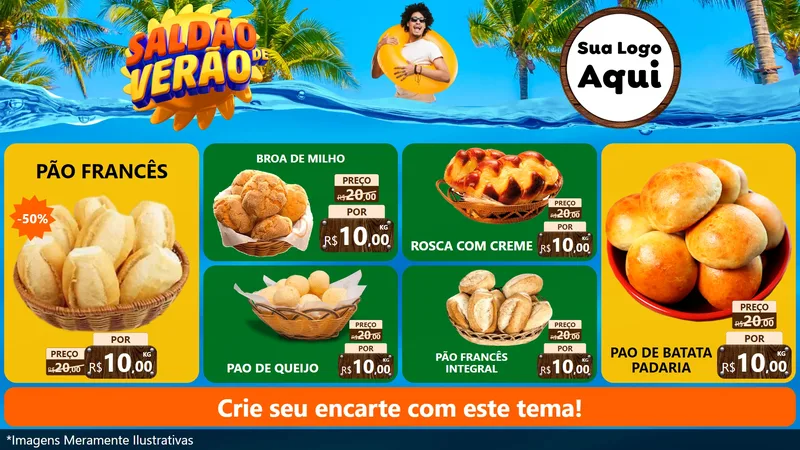 Modelo de TV para TV Horizontal com o tema Saldão de Verão para Padaria