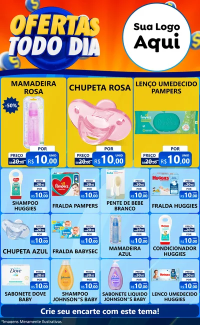 Modelo de Encarte para Encarte Grande com o tema Ofertas Todo Dia para Bebês