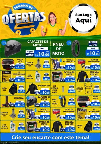 Modelo de Encarte para Encarte A4 Vertical com o tema Semana de Ofertas - Copa para Moto peças