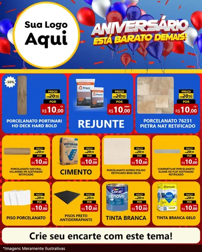 Modelo de Rede Social para Feed Instagram com o tema Aniversário para Pisos e revestimentos