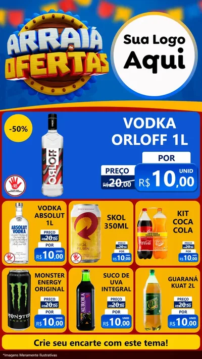 Modelo de Rede Social para Stories com o tema Arraiá de Ofertas - Junina para Distribuidora de bebidas