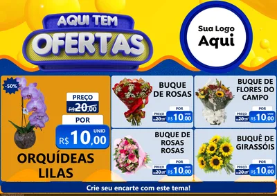 Modelo de Encarte para Encarte A4 Horizontal com o tema Aqui Tem Ofertas para Floricultura e jardim