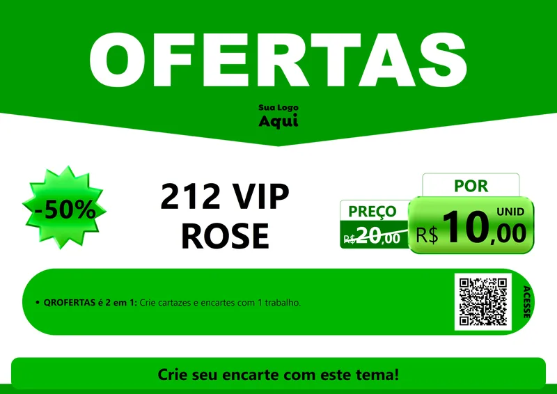Modelo de Cartaz para Cartaz A4 Horizontal com o tema Ofertas Verde Cartaz para Perfumes