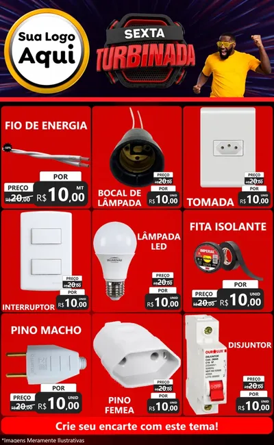 Modelo de Encarte para Encarte Grande com o tema Sexta Turbinada para Materiais Elétricos