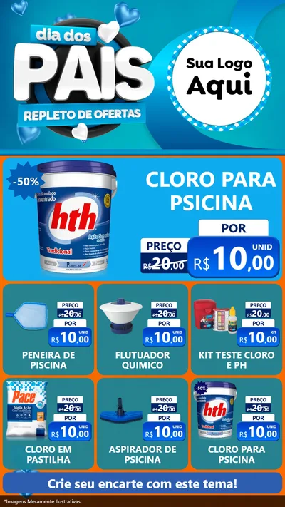 Modelo de Rede Social para Stories com o tema Dia Dos Pais Repleto de Ofertas para Produtos para Piscina
