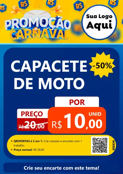 Modelo de Cartaz para Cartaz A4 Vertical com o tema Promoção de Carnaval para Moto peças