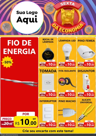 Modelo de Encarte para Encarte A4 Vertical com o tema Sexta da Economia para Materiais Elétricos