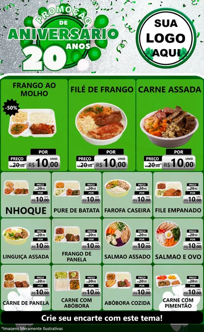 Modelo de Encarte para Encarte Grande com o tema Promoção de Aniversário - 20 Anos para Restaurante