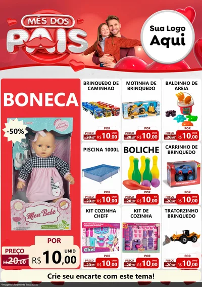 Modelo de Encarte para Encarte A4 Vertical com o tema Mês dos Pais para Brinquedos